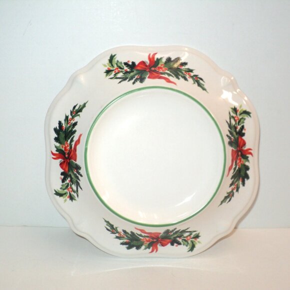 Pfaltzgraff Christmas Heritage 3" Pillar Candle Holder Base Holly & Berry Vtg 7" - Picture 2 of 4